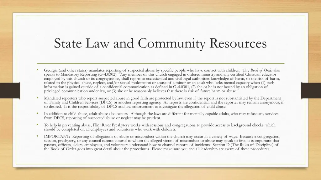 state law and community resources