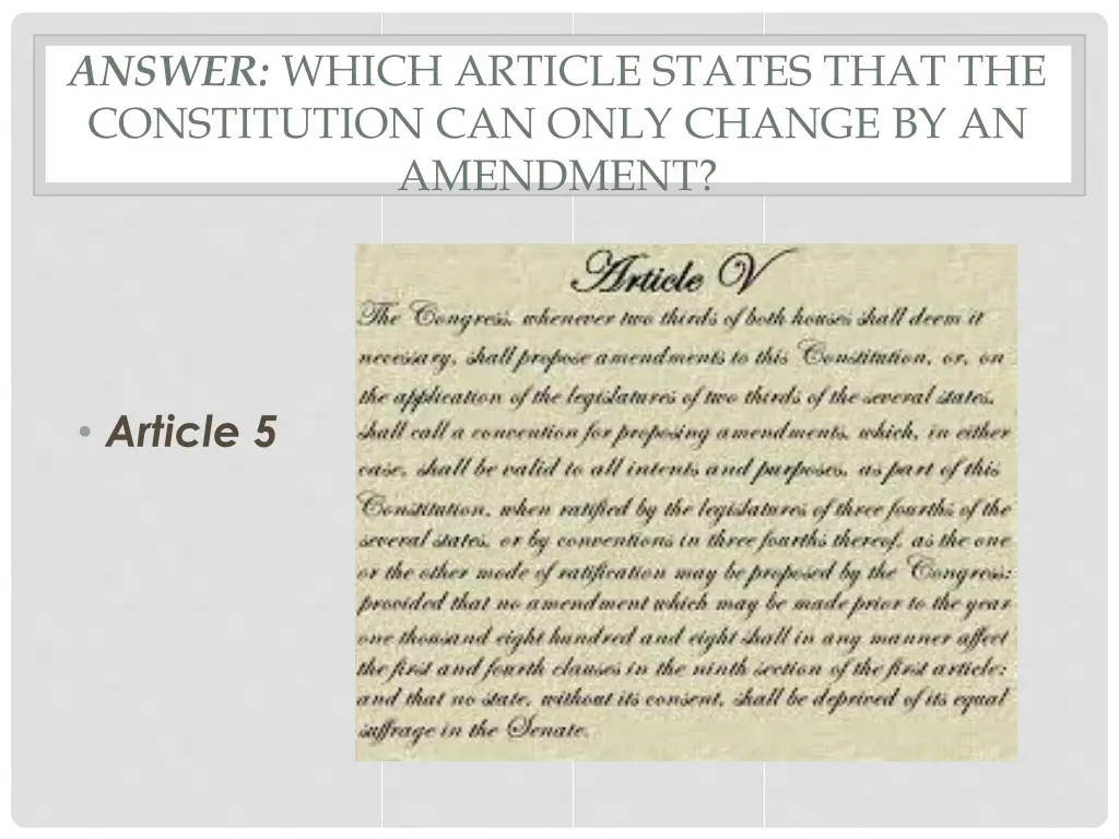 answer which article states that the constitution