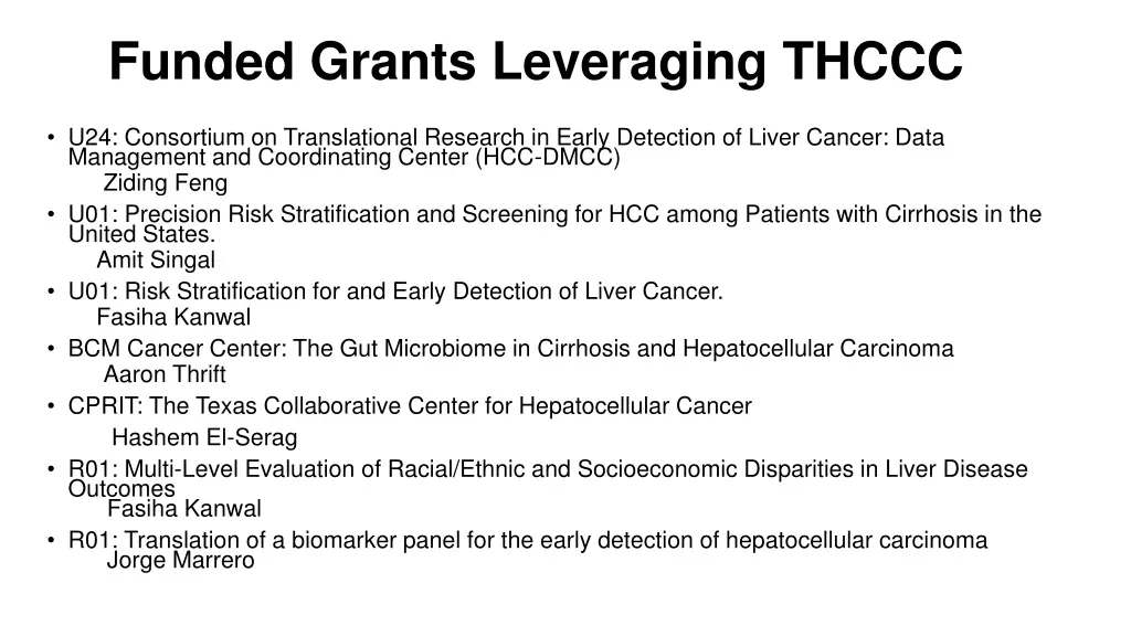 funded grants leveraging thccc