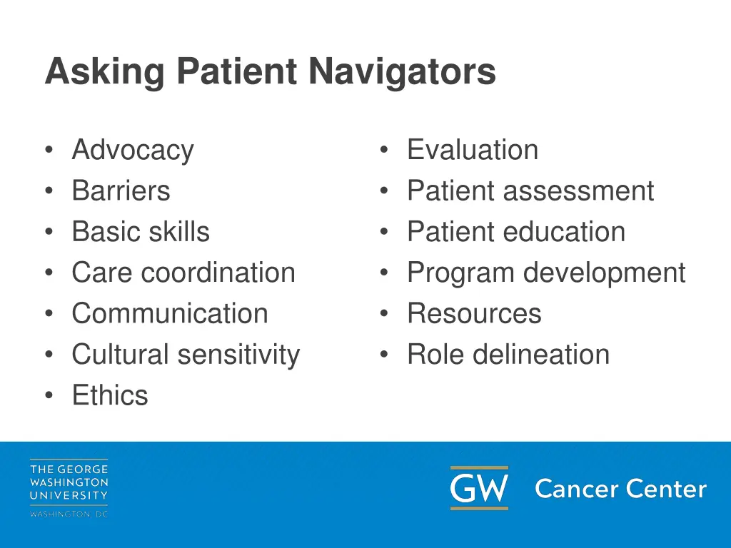 asking patient navigators