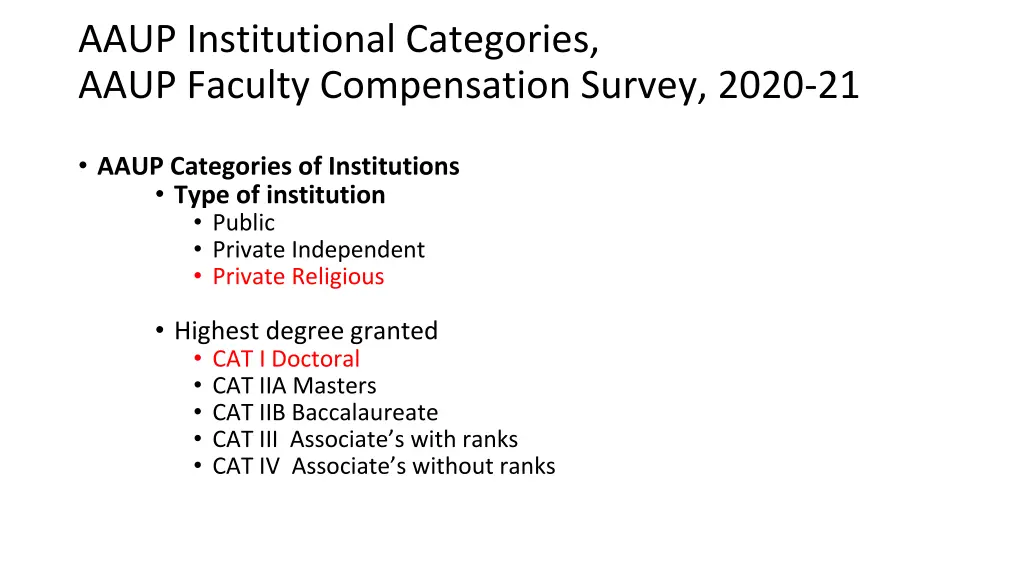 aaup institutional categories aaup faculty