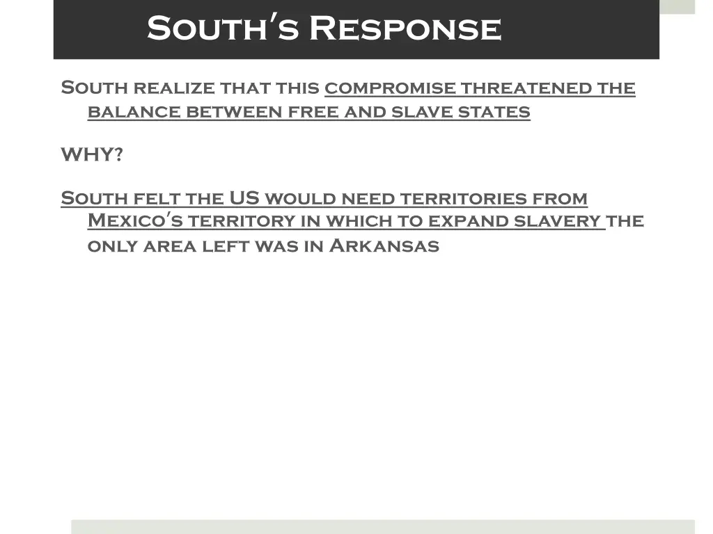 south s response