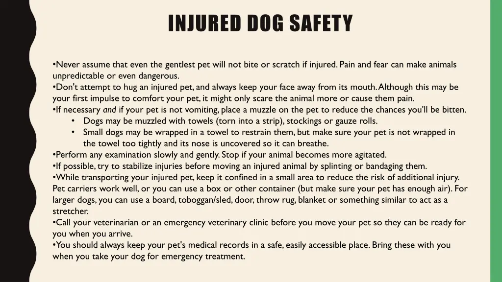 injured dog safety