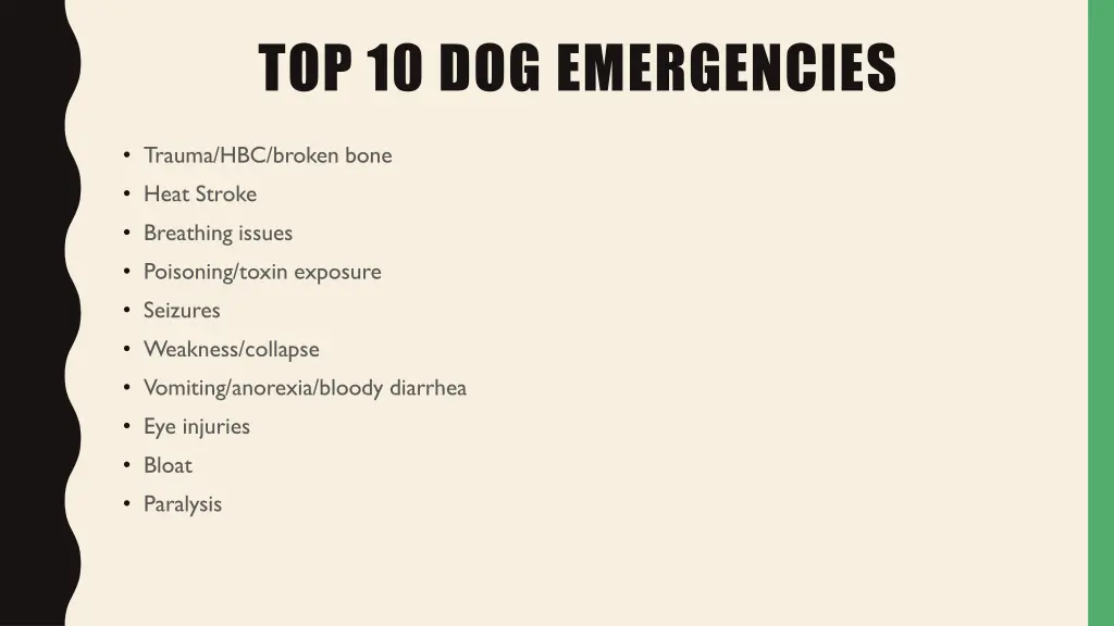 top 10 dog emergencies