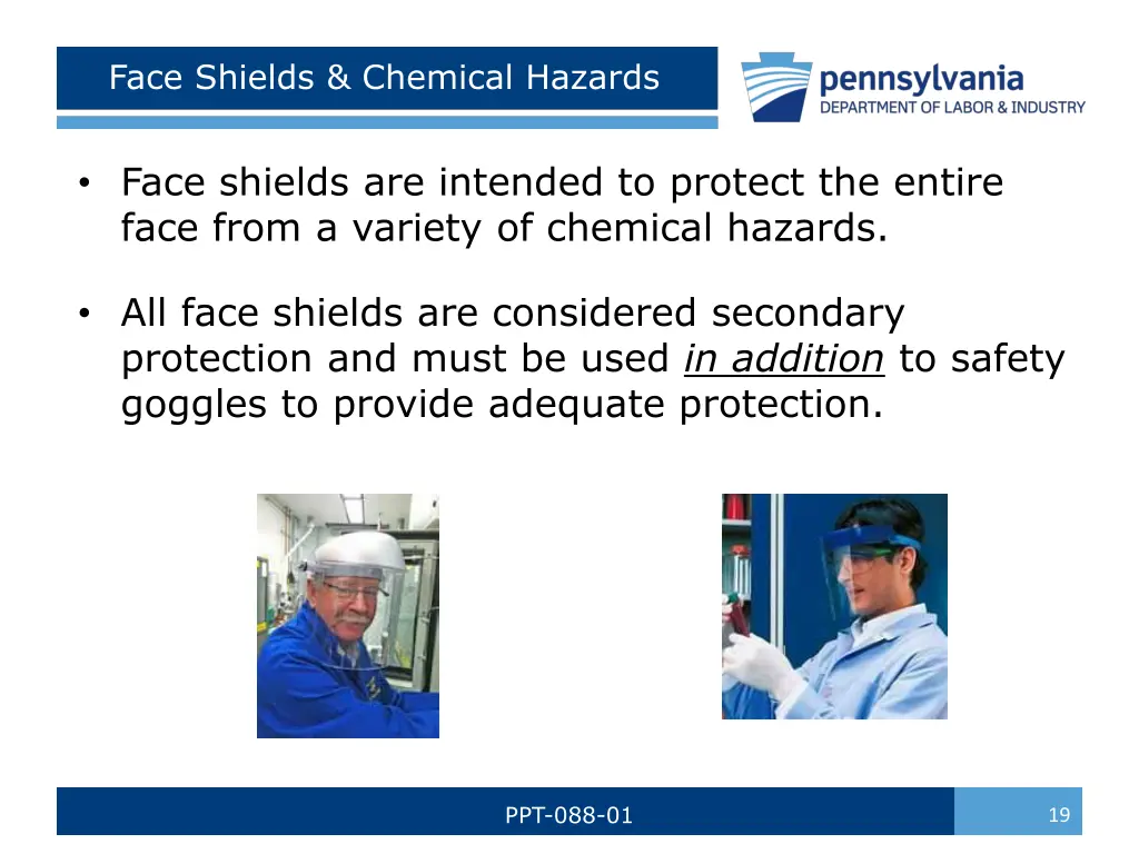 face shields chemical hazards