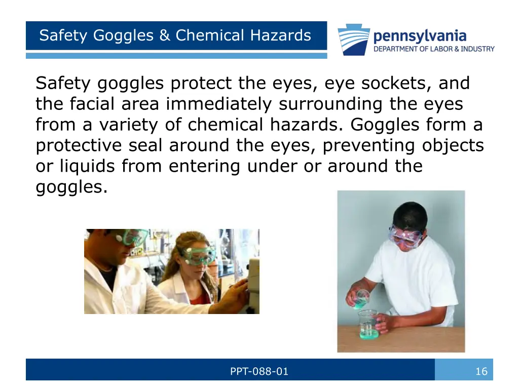 safety goggles chemical hazards