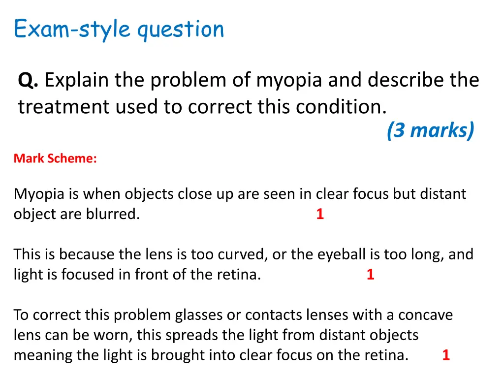 exam style question