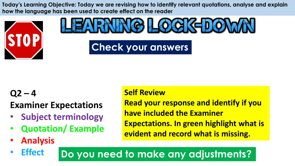 today s learning objective today we are revising