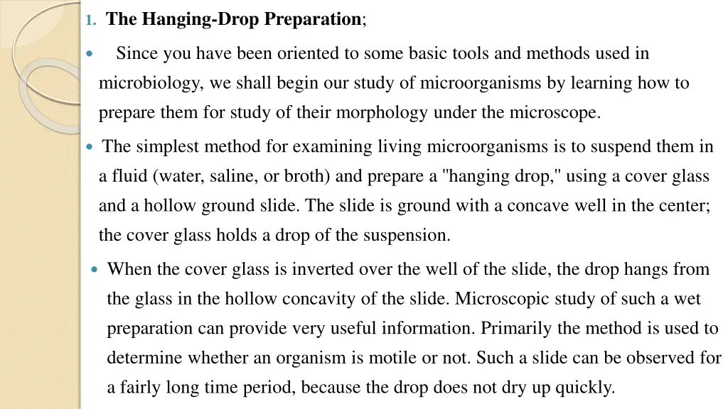 1 the hanging drop preparation