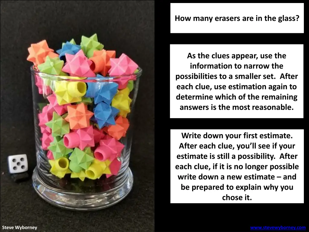 how many erasers are in the glass 1