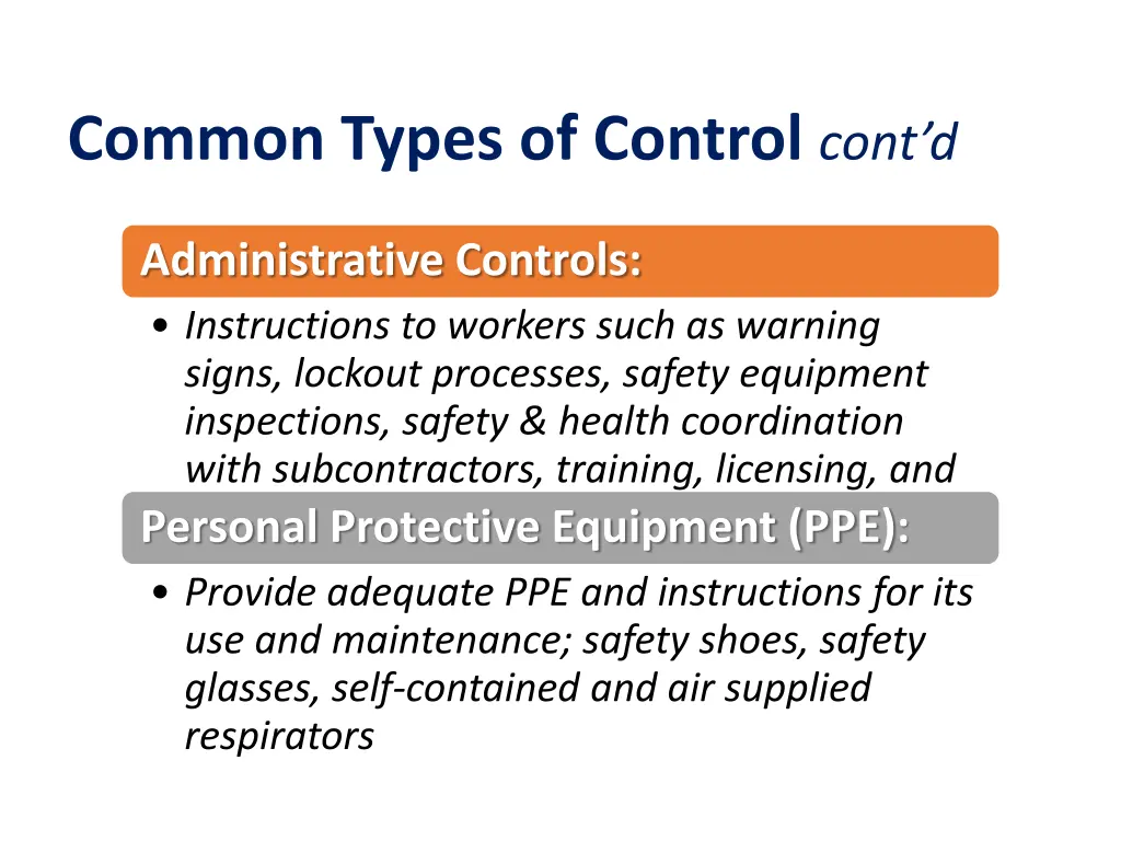 common types of control cont d