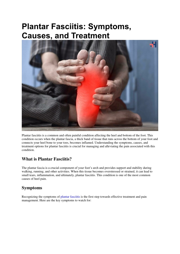 plantar fasciitis symptoms causes and treatment