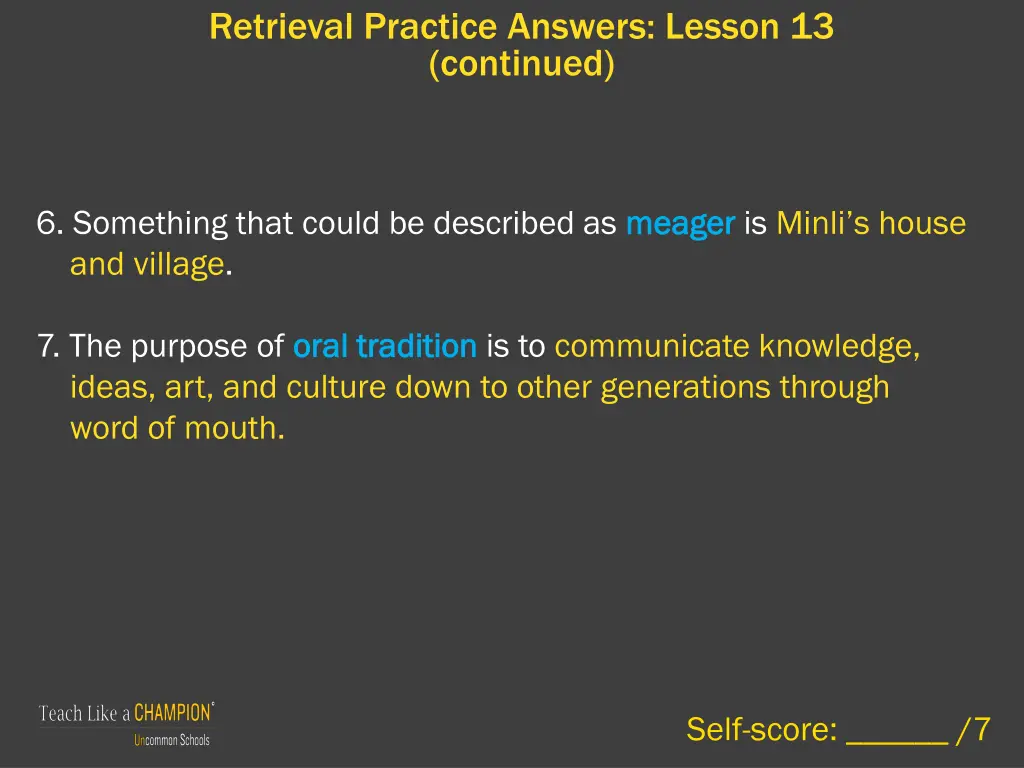 retrieval practice answers lesson 13 continued