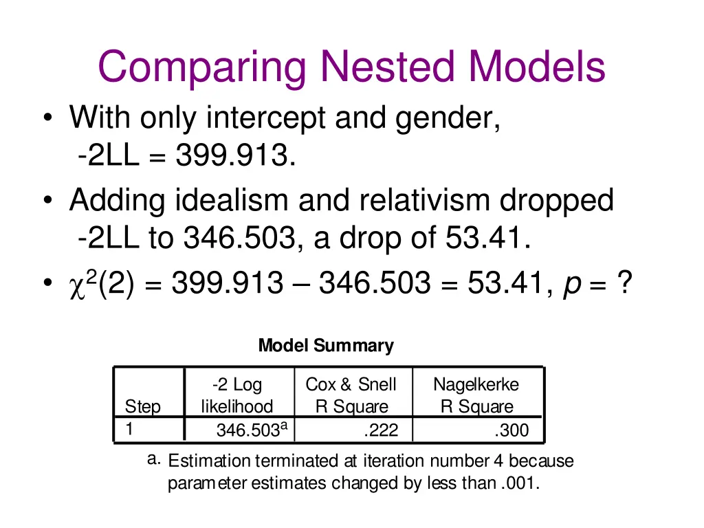 comparing nested models with only intercept