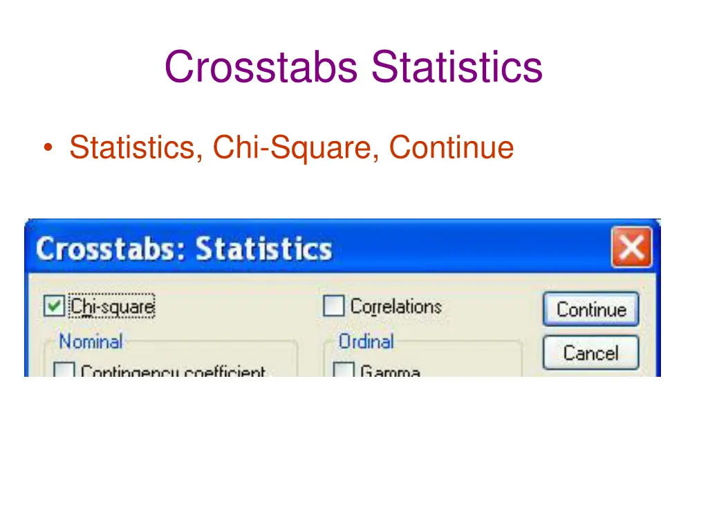 crosstabs statistics