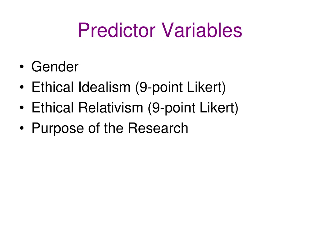 predictor variables