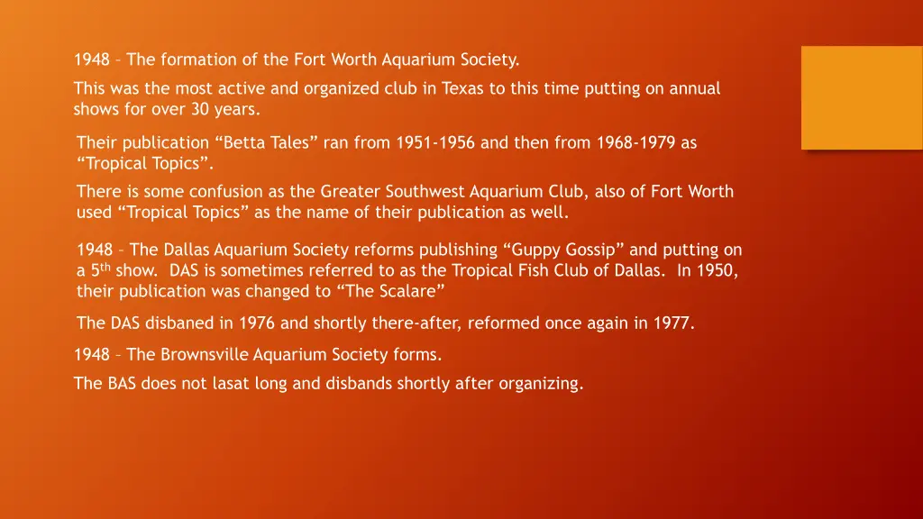 1948 the formation of the fort worth aquarium