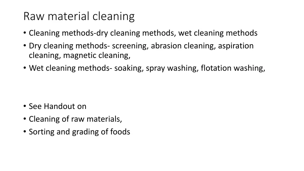 raw material cleaning