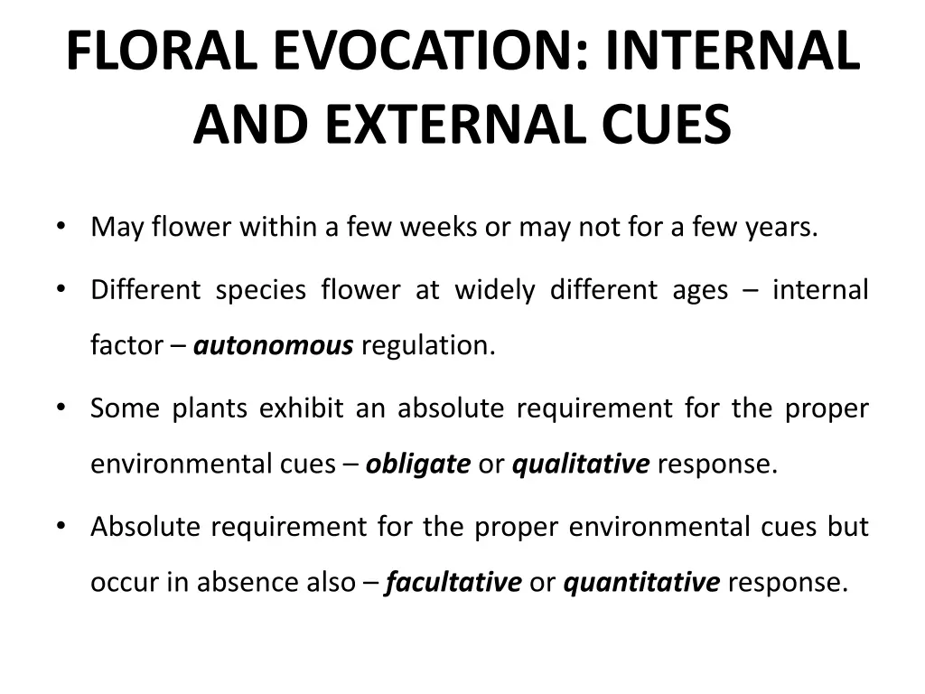 floral evocation internal and external cues