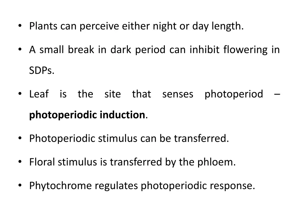 plants can perceive either night or day length