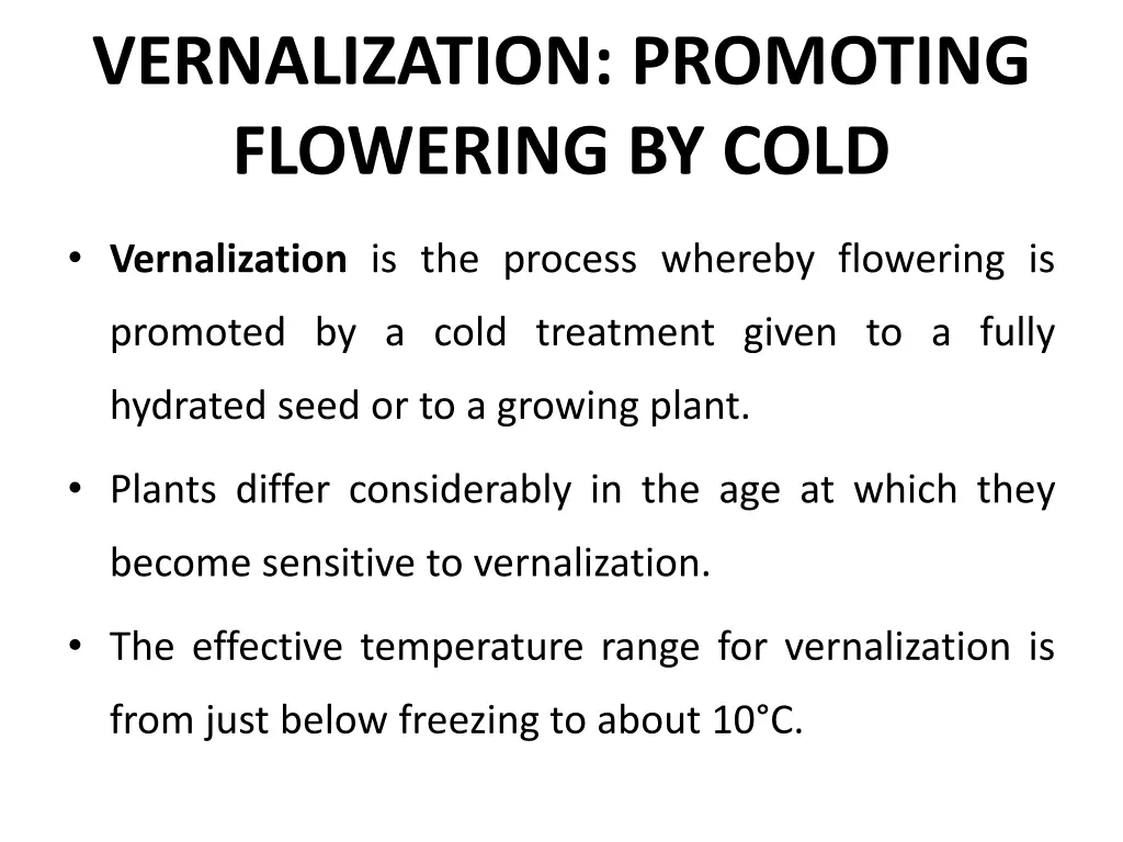 vernalization promoting flowering by cold