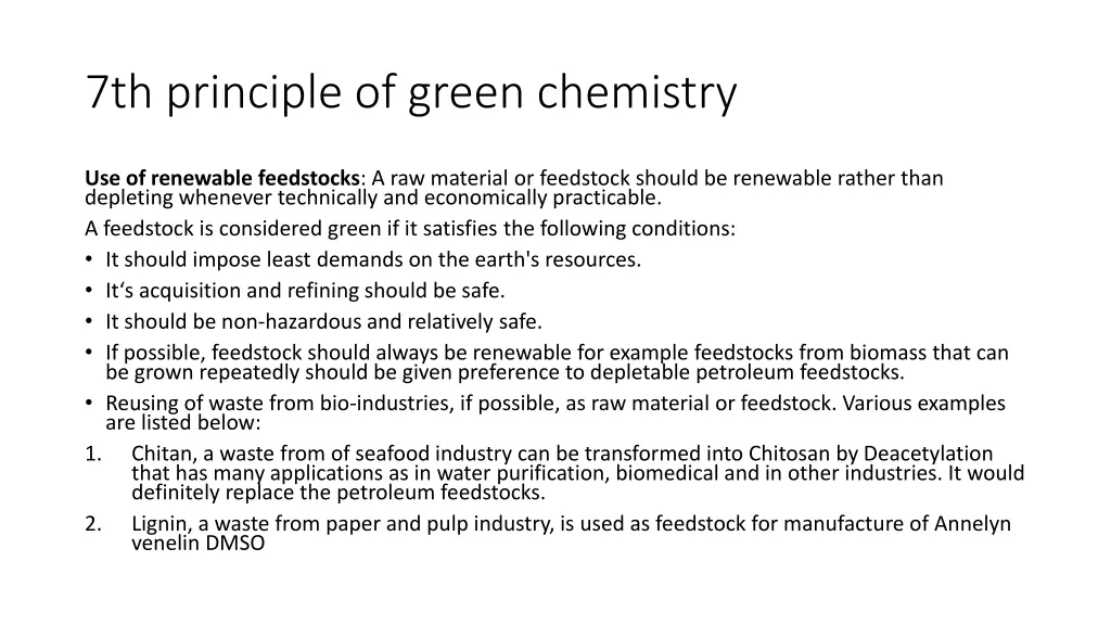 7th principle of green chemistry