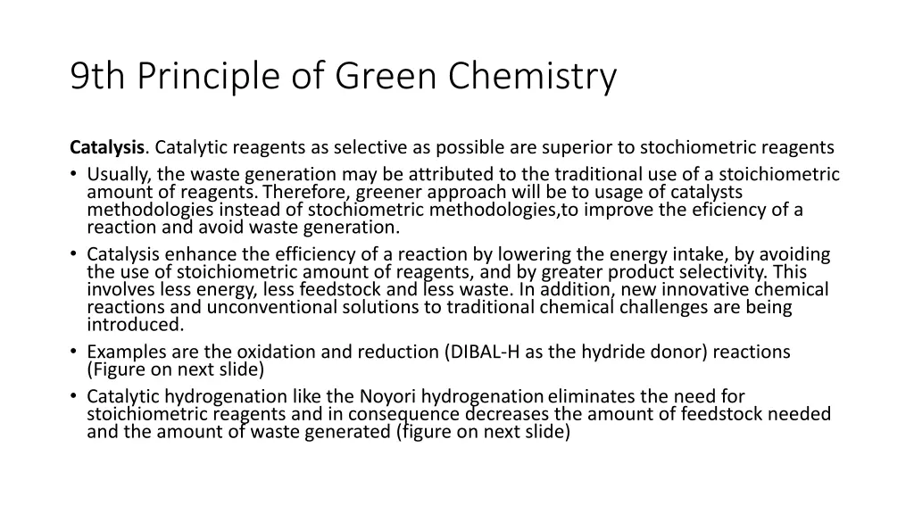 9th principle of green chemistry