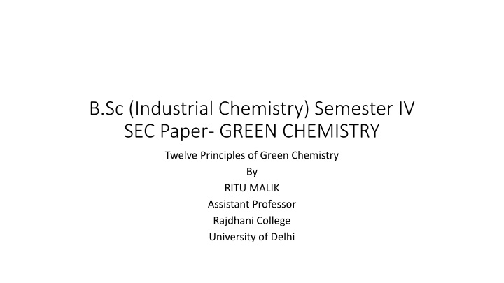 b sc industrial chemistry semester iv sec paper