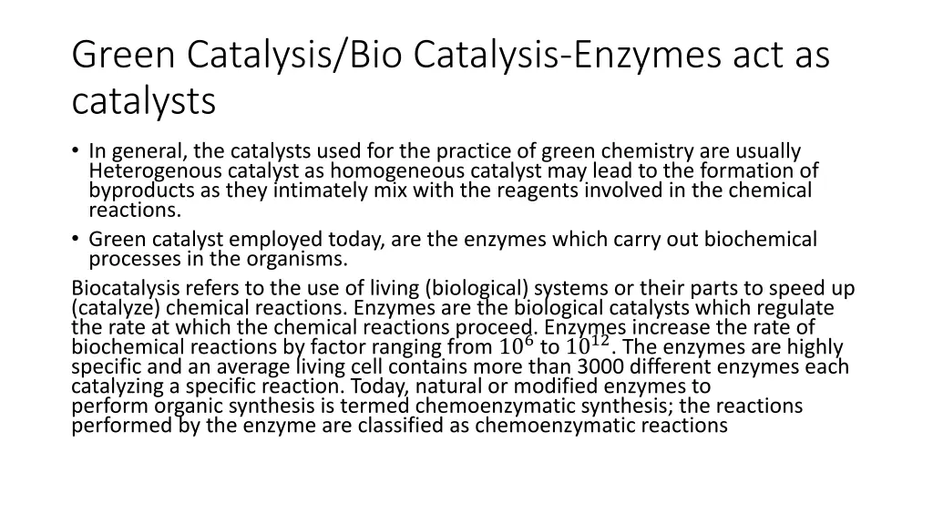 green catalysis bio catalysis enzymes