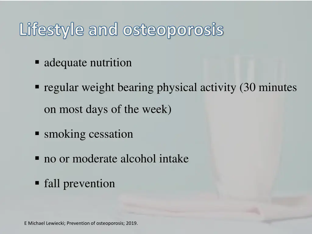 lifestyle and osteoporosis