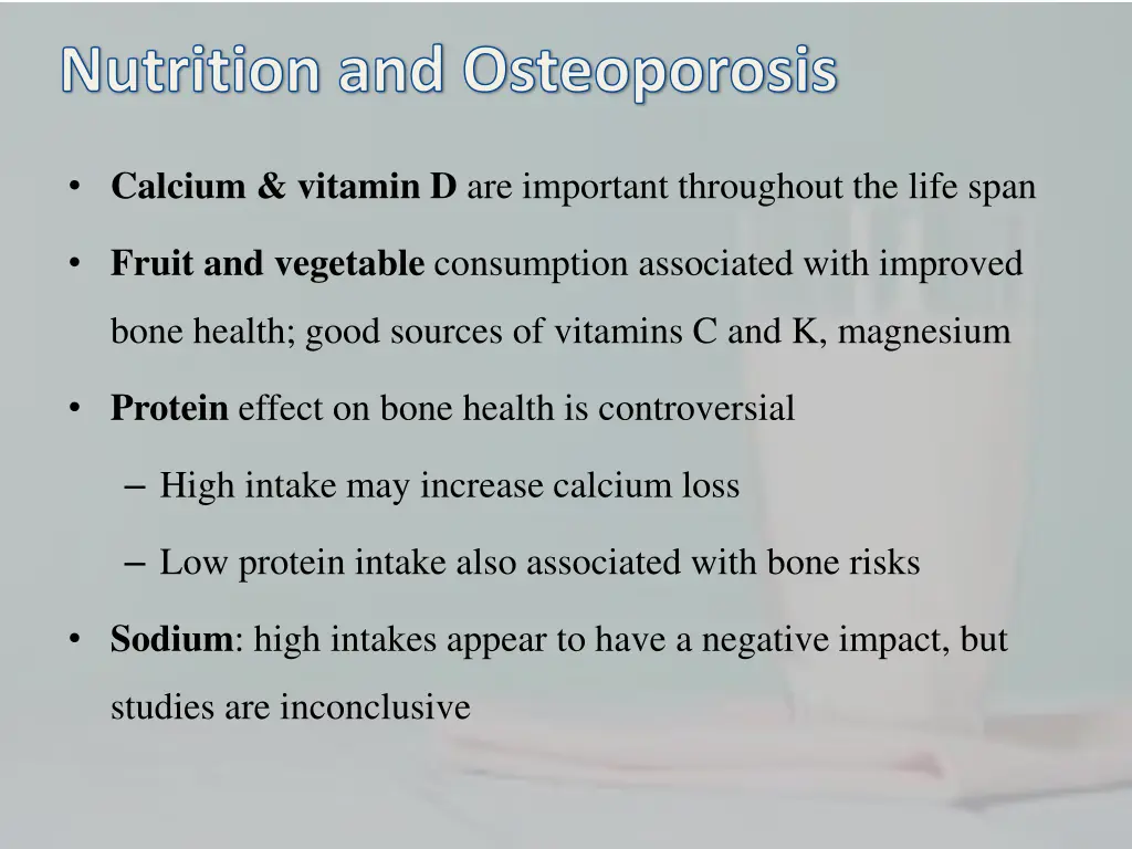 nutrition and osteoporosis