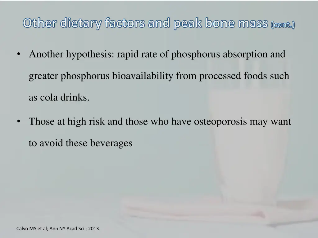 other dietary factors and peak bone mass cont 1