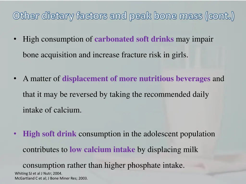 other dietary factors and peak bone mass cont