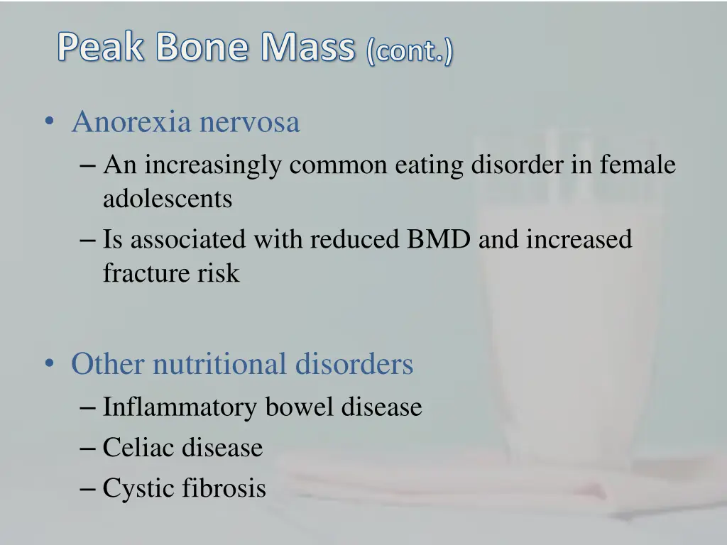 peak bone mass cont 2