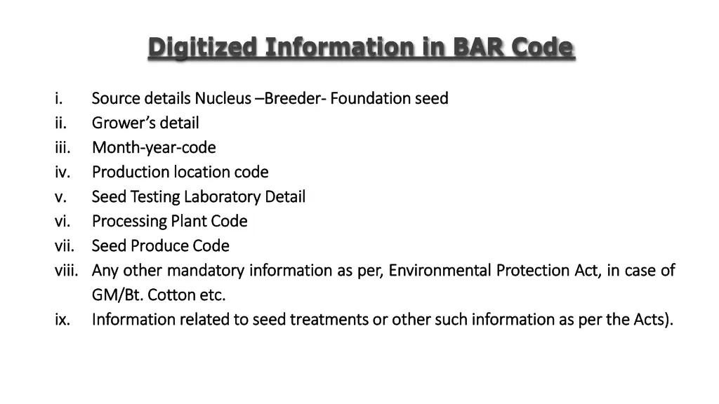 digitized information in bar code