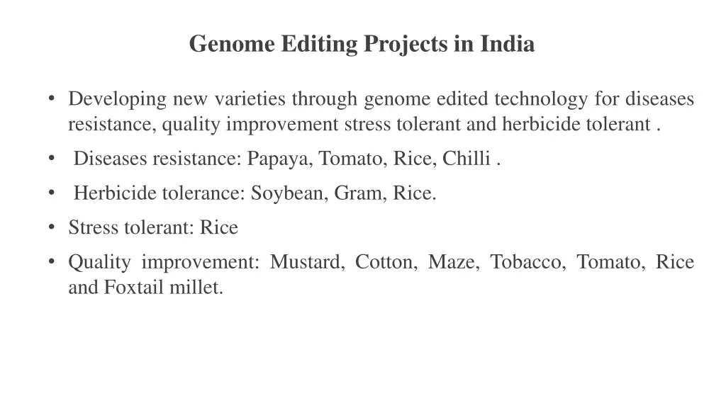 genome editing projects in india