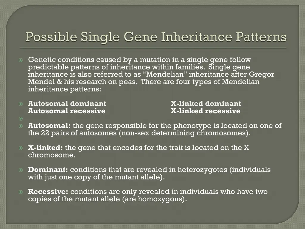 genetic conditions caused by a mutation