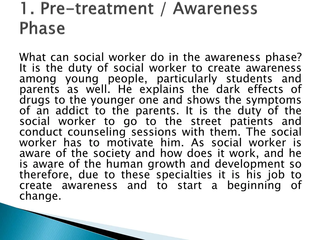 what can social worker do in the awareness phase