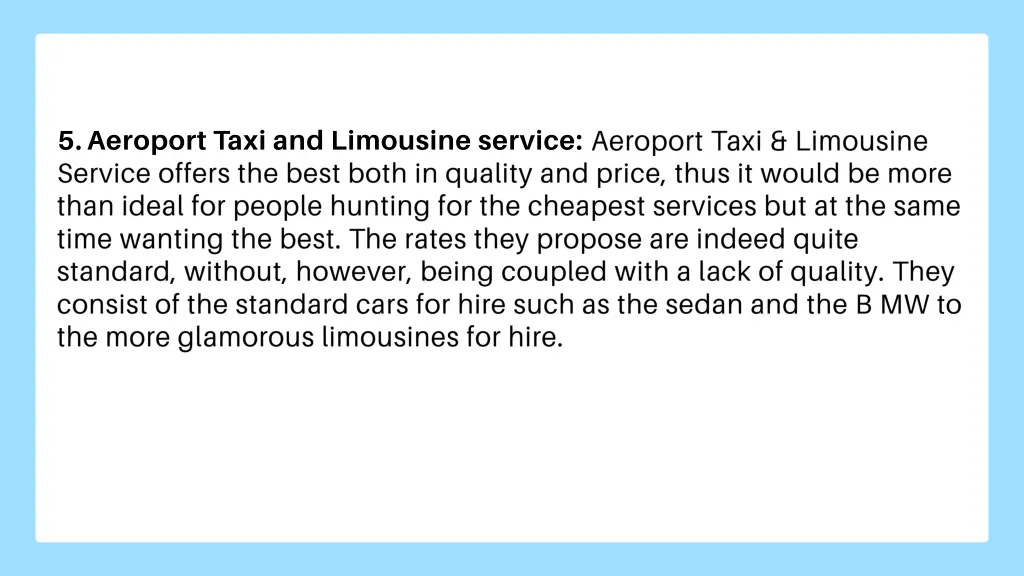 5 aeroport taxi and limousine service