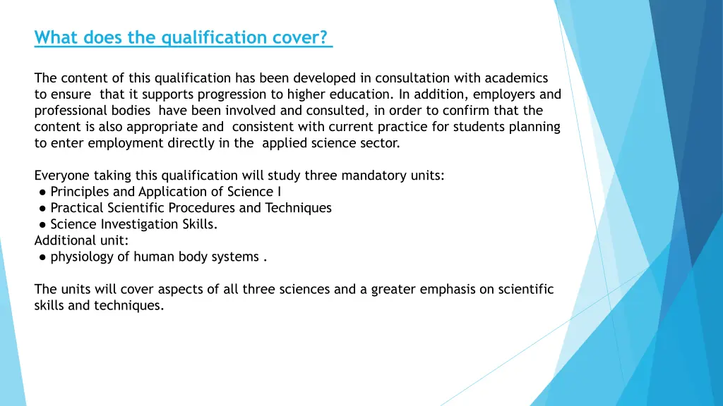 what does the qualification cover