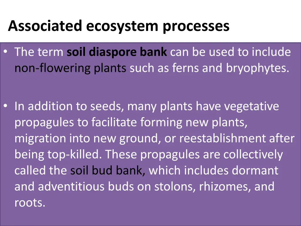 associated ecosystem processes