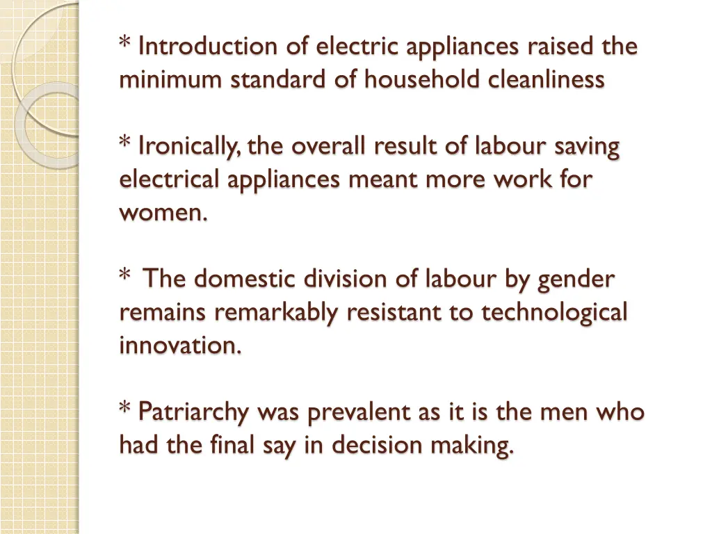 introduction of electric appliances raised