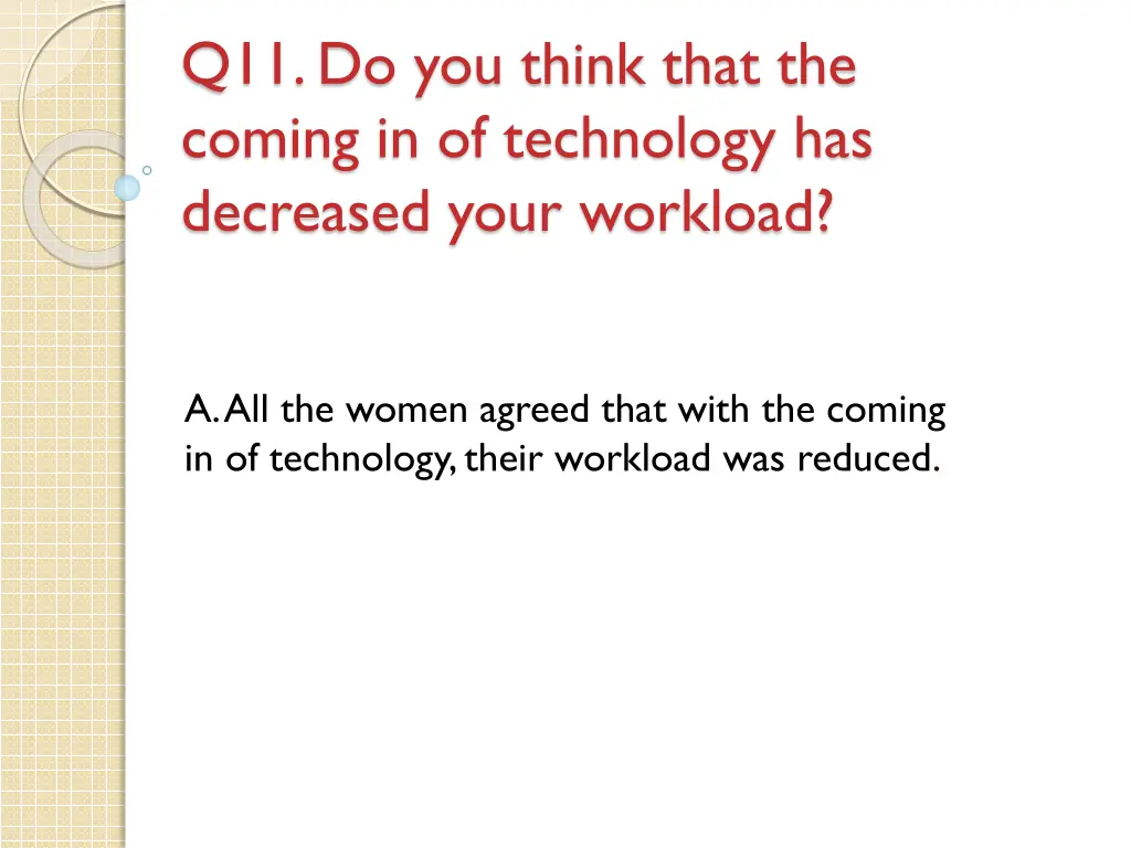 q11 do you think that the coming in of technology