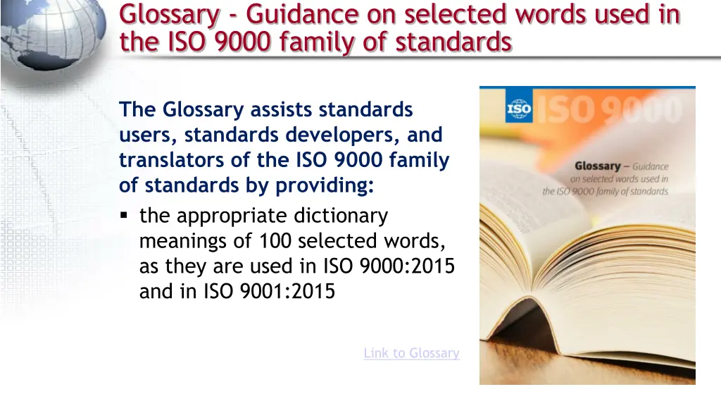 glossary guidance on selected words used