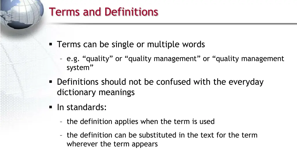 terms and definitions