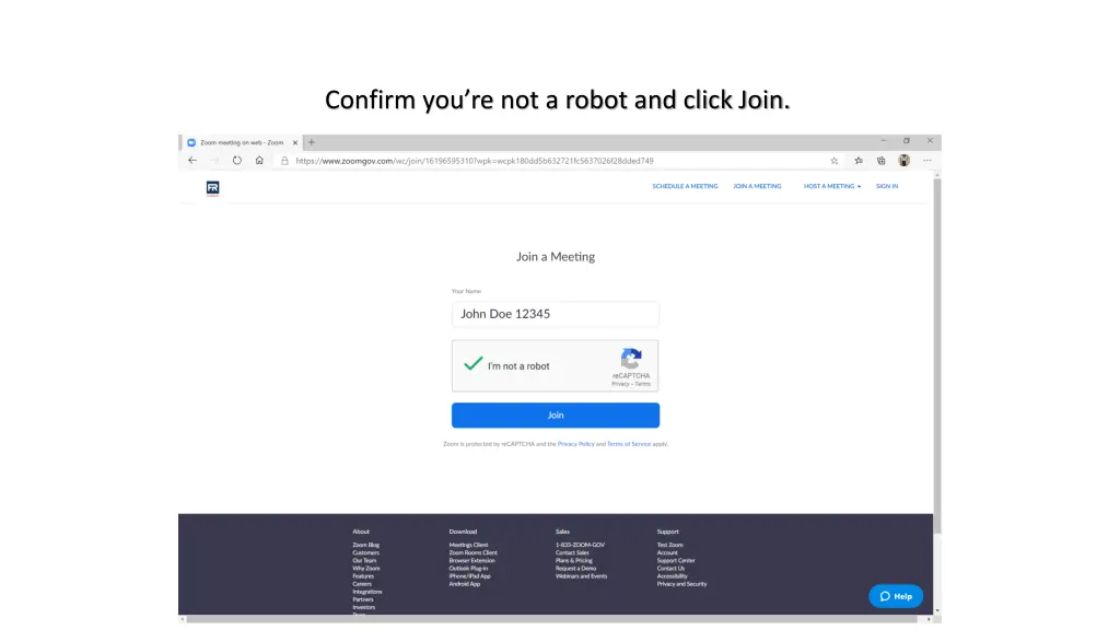 confirm you re not a robot and click join