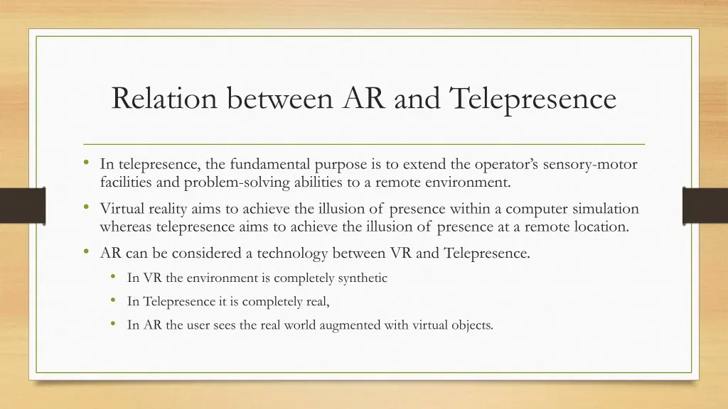 relation between ar and telepresence