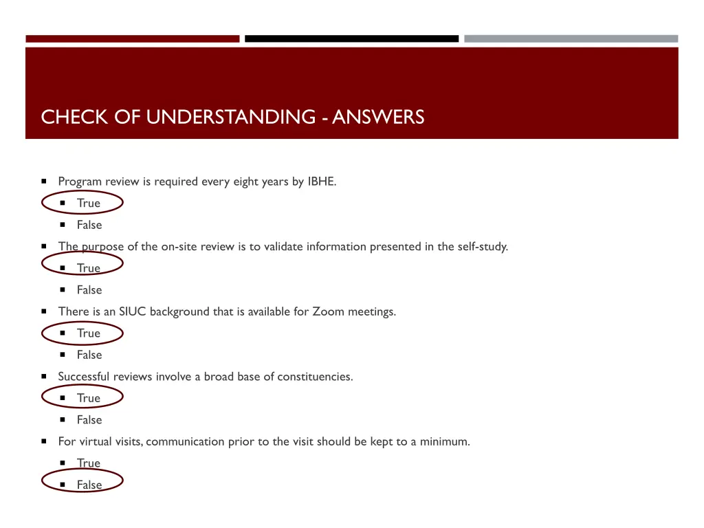 check of understanding answers