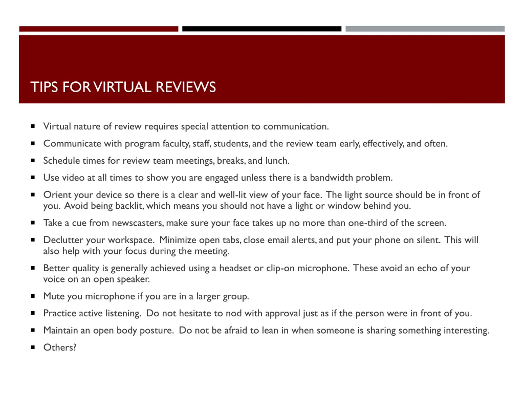 tips for virtual reviews