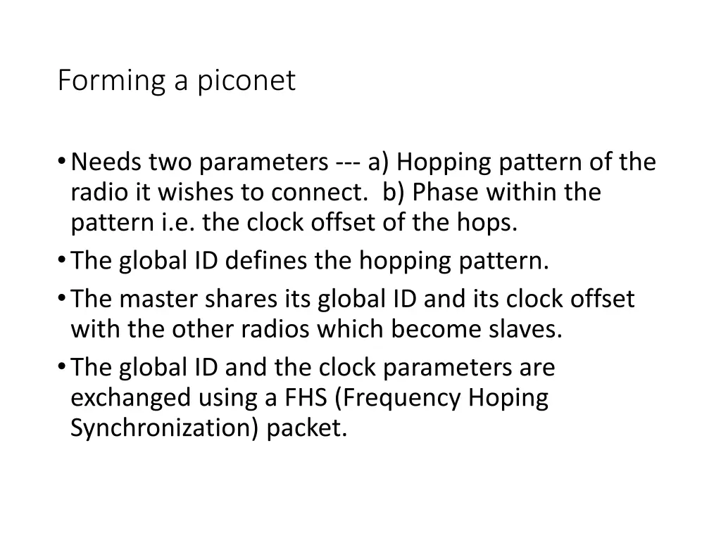 forming a piconet